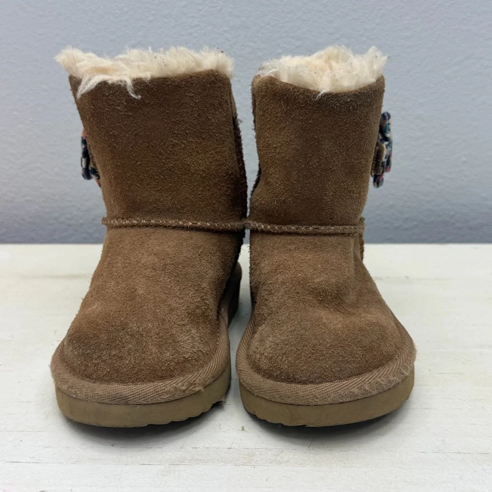 Ugg Brown Suede Kenzie Checkered Bow Boots Size 6